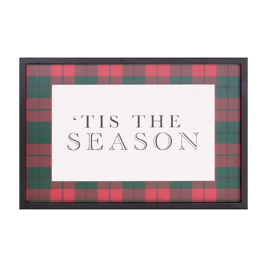 Melrose 16" x 12" Framed Plaid Tis the Season Print Wall Art